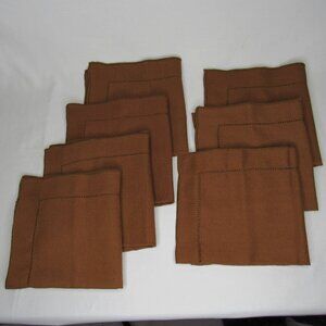 Vera Neumann Brown Hemstitch Napkins Vintage 7